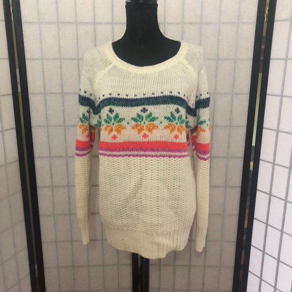 AMERICAN EAGLE Jegging Sweater Snowflake Rainbow Large Christmas Winter - Picture 2 of 7